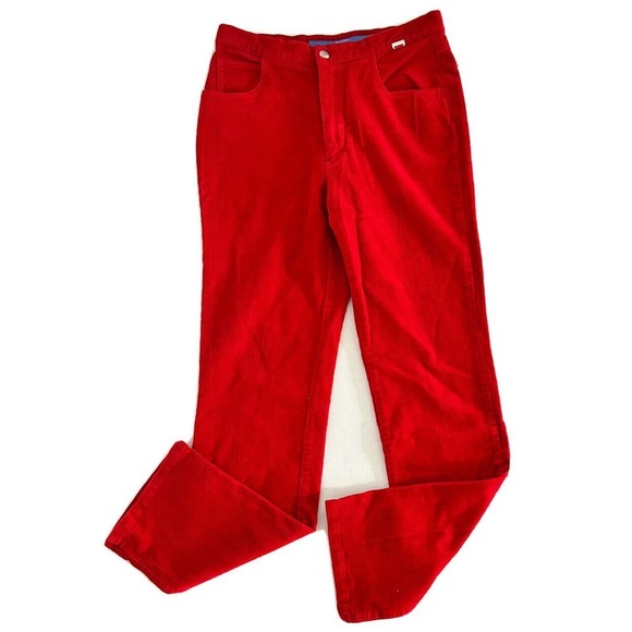 Escada | Sport Women's Red Straight Leg Corduroy Pants Size 40 - Picture 1 of 11